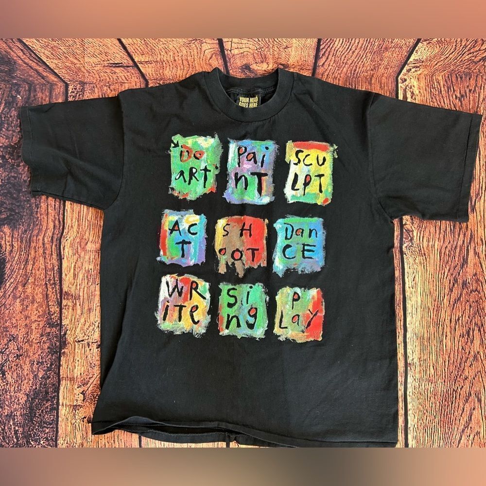 Rare Vintage Staff Art Tee "Do Art Paint Sculpt Act Shoot Dance" Large USA XL